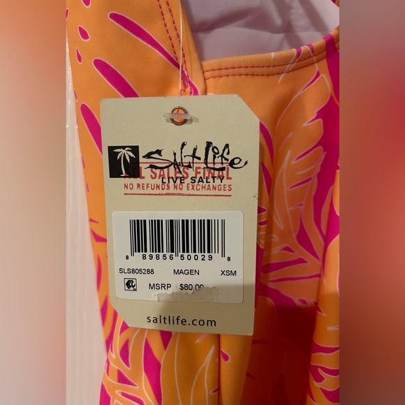 Salt Life 3pc Set Ruana OSFM Dress Small Bathing Suit XS NWT Magen Pink & Coral - Picture 11 of 16